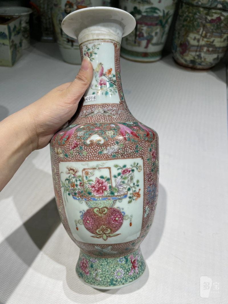 清代 粉彩花鸟纹瓶一组二十一件 - 图74